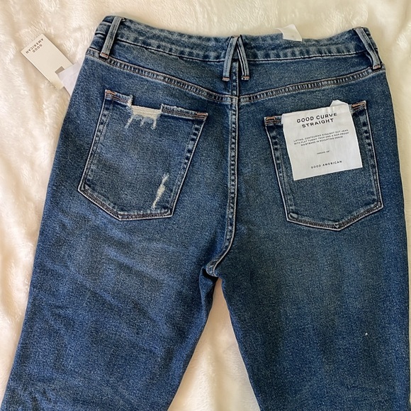 Good American Good Curve Straight Ripped Jeans - Picture 6 of 8